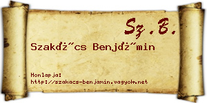 Szakács Benjámin névjegykártya