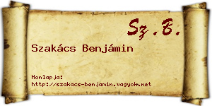 Szakács Benjámin névjegykártya